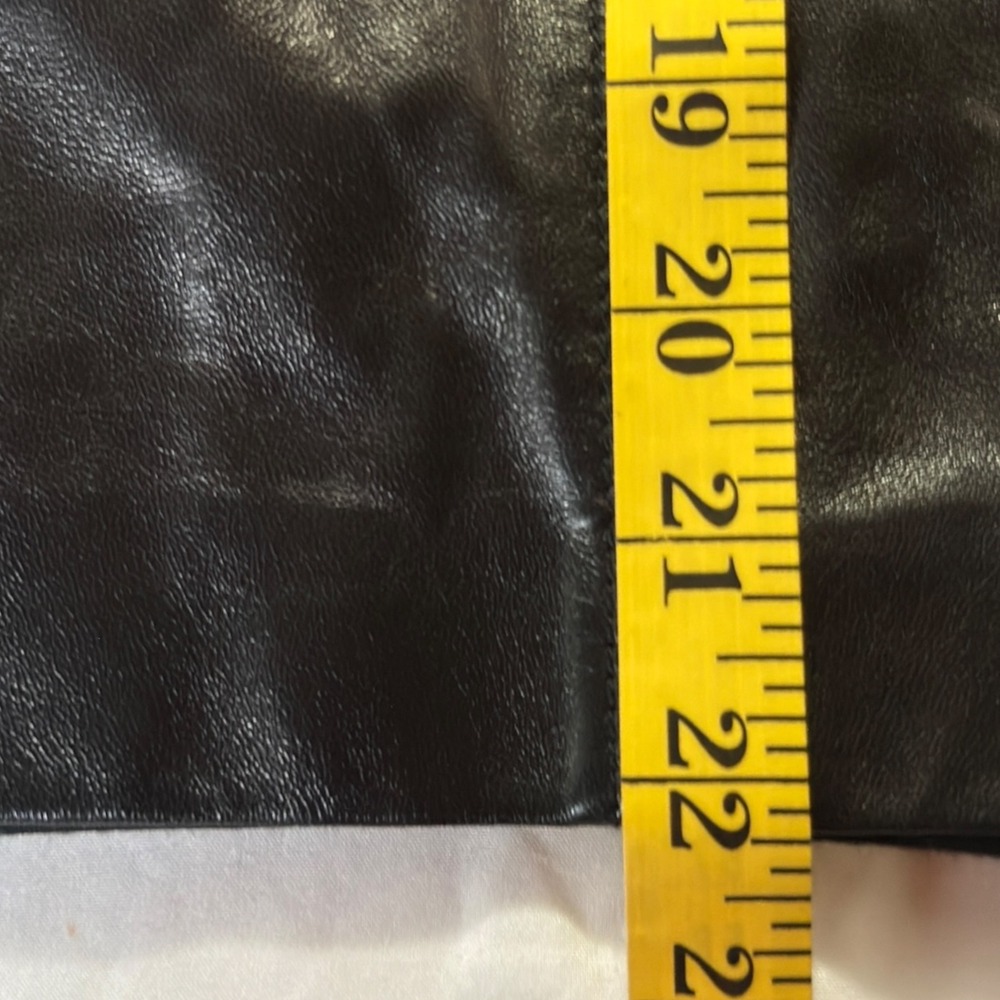 Talbots Lambskin Leather Pencil Skirt Black Womens 6 Mixed Media Stretch Career - Picture 7 of 8